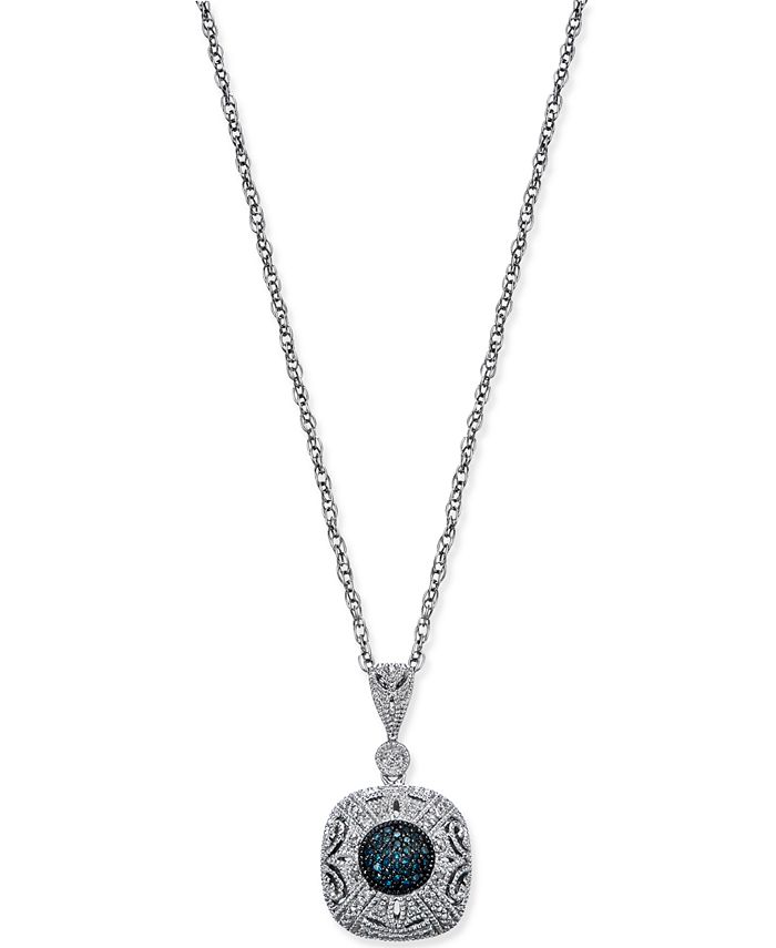 Macy's Diamond Filigree Pendant Necklace (1/5 ct. t.w.) in Sterling