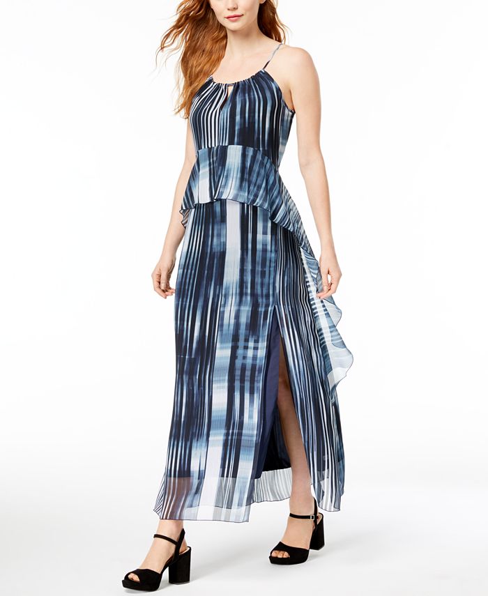 Bar III Printed Ruffled Maxi Dress, Created for Macy's Macy's