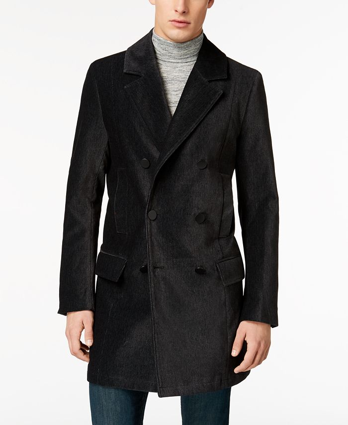GUESS Men's Black Double-Breasted Coat - Macy's