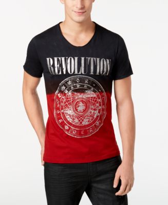 GUESS Men's Revolution Colorblocked Metallic-Print V-Neck T-Shirt - Macy's