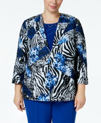 Alfred Dunner - Plus Size 3/4-Sleeve Printed Jacket