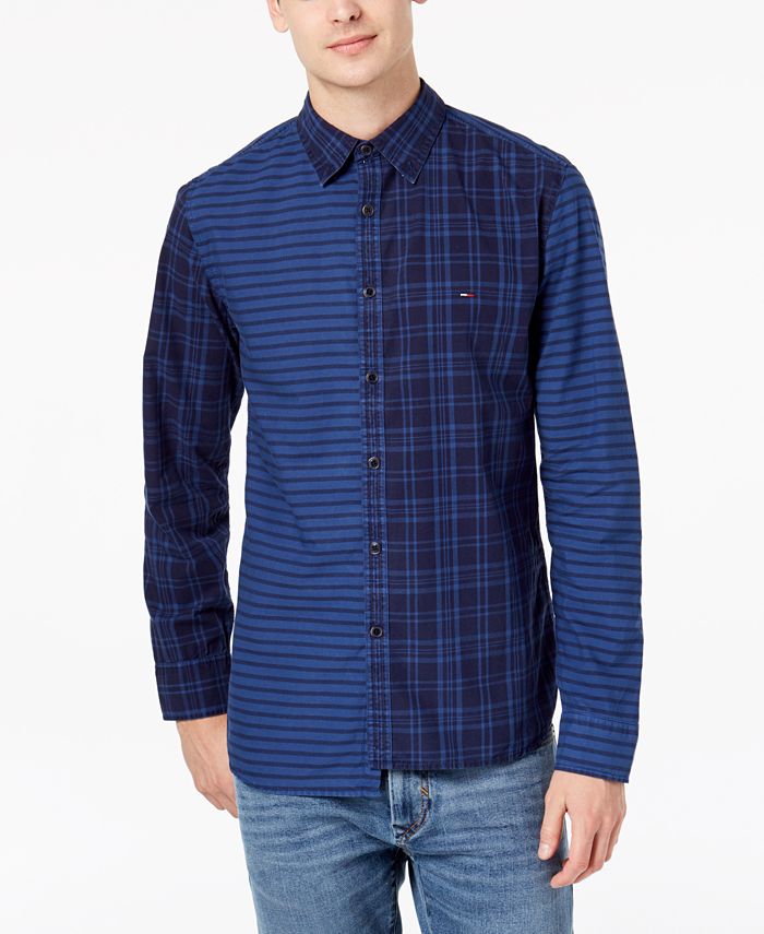 Tommy Hilfiger Men's Pieced Plaid Shirt Macy's