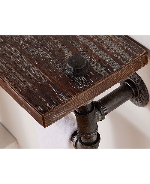 Armen Living 20 Conrad Industrial Pine Wood Floating Wall Shelf In Gray And Walnut Finish Reviews Home Macy S