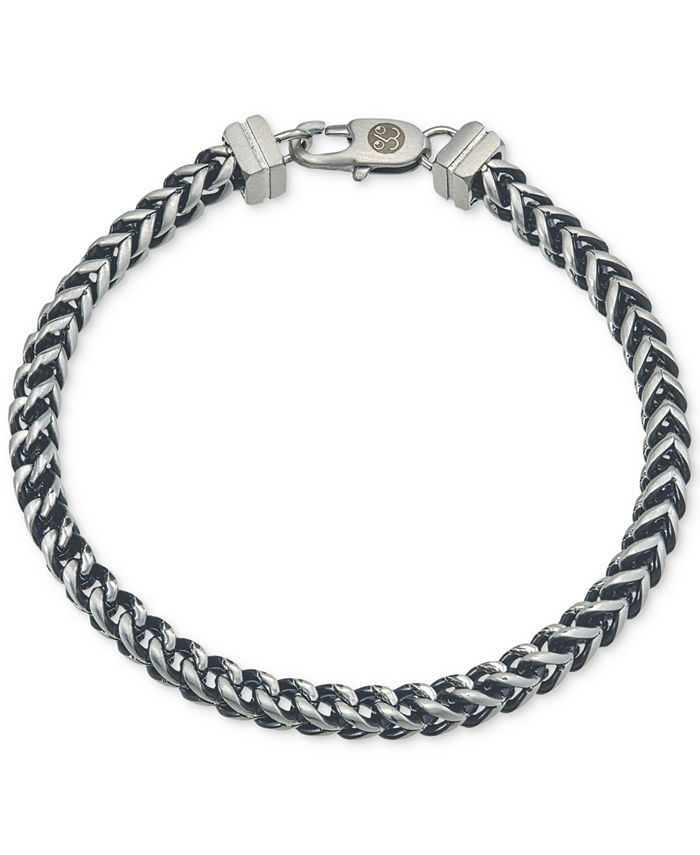Esquire Men's Jewelry Link Bracelet in Stainless Steel and Black Ion