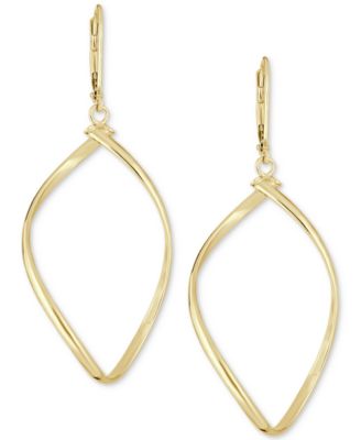 Polished Oval Drop Earrings in 14k Gold