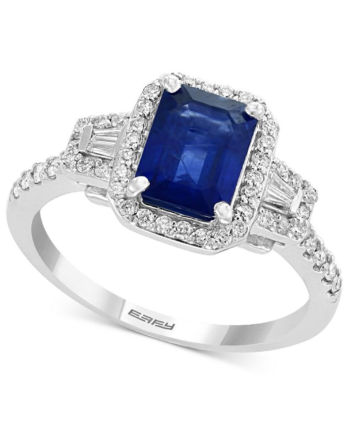 EFFY Collection - Sapphire (1-1/2 ct. t.w.) & Diamond (3/8 ct. t.w.) Engagement Ring in 18k White Gold