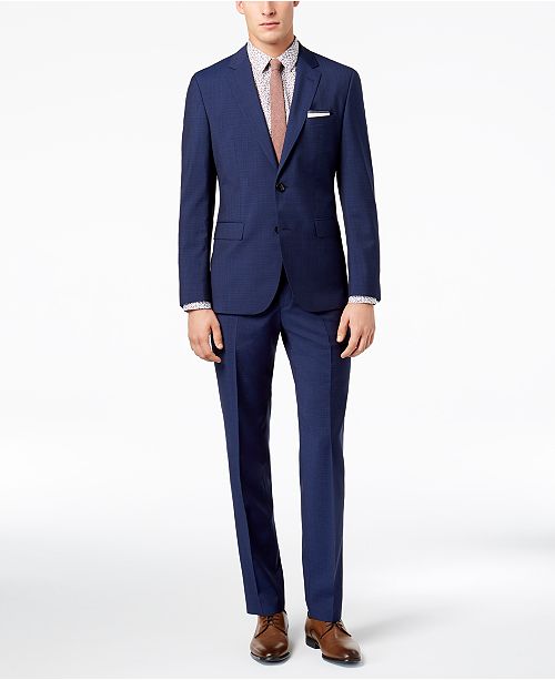 Hugo Boss HUGO Men's SlimFit Navy/Light Blue Plaid Suit & Reviews