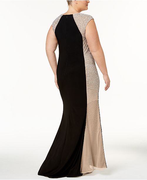 XSCAPE Plus Size Embellished Colorblocked Gown & Reviews - Dresses ...