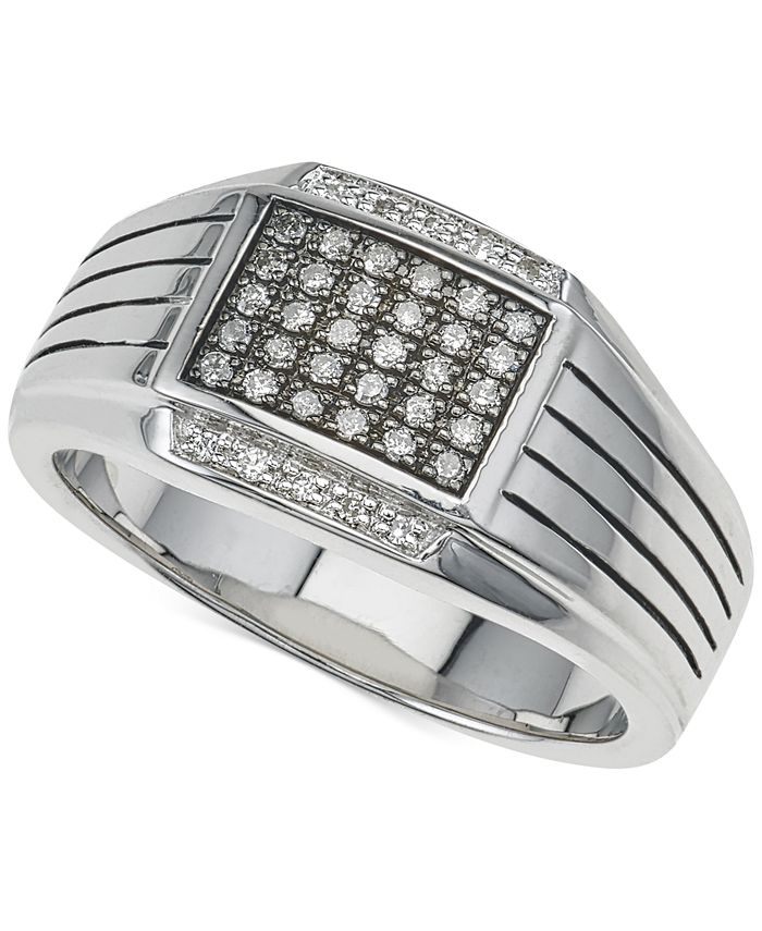 Esquire Men's Jewelry Diamond Ring (1/4 ct. t.w.) in Sterling Silver ...