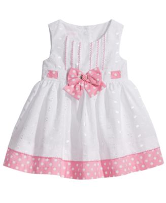 Bonnie Baby Eyelet & Dot-Print Dress, Baby Girls & Reviews - All Girls&#39; Dresses - Kids - Macy&#39;s