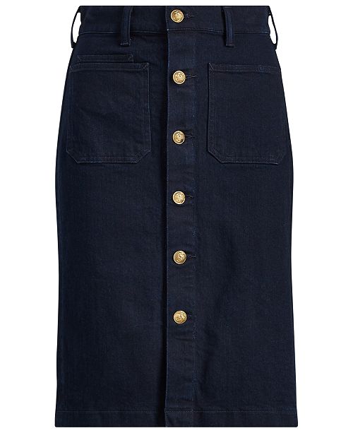 Polo Ralph Lauren Button-Front Denim Pencil Skirt & Reviews - Skirts ...