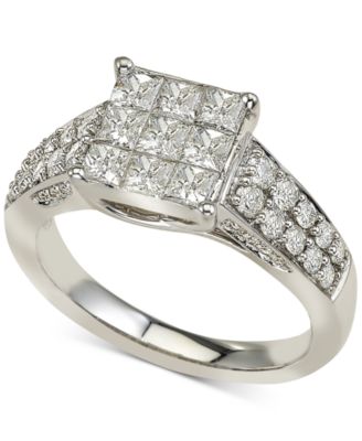 square diamond cluster engagement rings