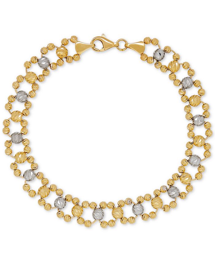 Macy's Beaded Link Bracelet in 14k Gold & White Gold Macy's