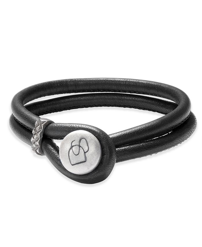 DEGS & SAL Men's Two-Row Leather Bracelet in Sterling Silver - Macy's