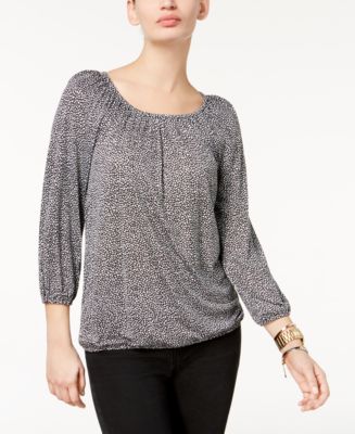 MICHAEL Michael Kors Petite 3/4-Sleeve Blouson Top - Macy's