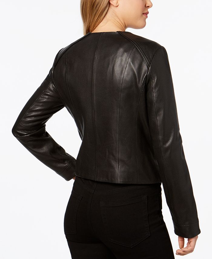 Michael kors clearance perforated leather jacket