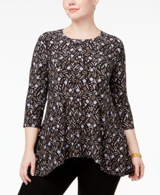 Anne Klein - Plus Size Printed Trapeze Tunic