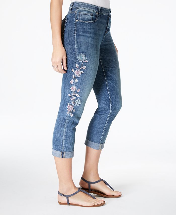 Style Co Curvy Fit Embroidered Boyfriend Jeans Created for