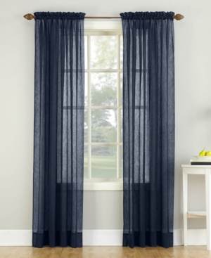 No. 918 Crushed Sheer Voile 51" X 95" Curtain Panel In Navy