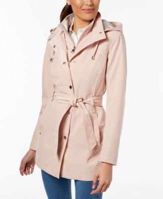 belted raincoat with hood