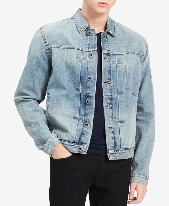 Calvin Klein Jeans Men's Antique Wash Denim Trucker Jacket - Macy's