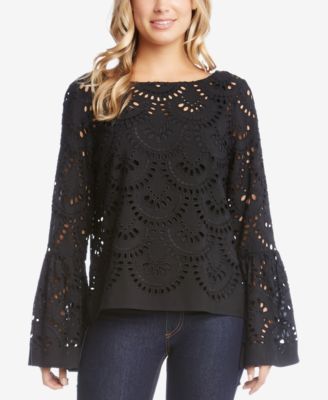 Karen Kane - Eyelet Bell-Sleeve Top