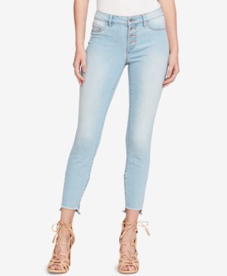 Jessica Simpson - Juniors' Kiss Me Shadow-Patch Stair-Step Skinny Jeans