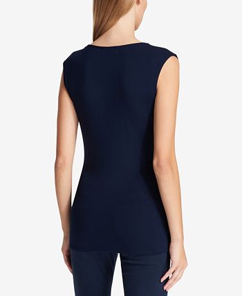Dkny Womens Side Ruched Top Navy Size Small
