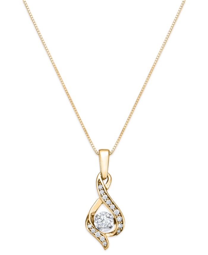 Diamond Teardrop 18" Pendant Necklace in 14k White Gold, Yellow Gold and — 8 count