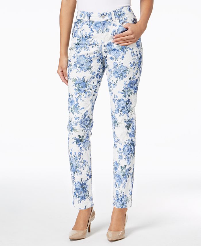 Charter Club Bristol Floral-Print Tummy-Control Ankle Skinny Jeans ...