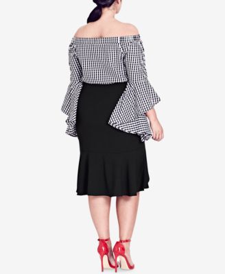 CITY CHIC Trendy Plus Size Asymmetrical Ruffled Skirt