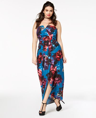 City Chic Plus Size Floral-Print Convertible Maxi Dress ...