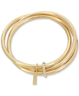 Kenneth Cole - Gold-Tone 3-Pc. Set Crystal Charm Bangle Bracelets
