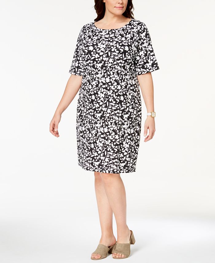 Karen Scott Plus Size Printed Shift Dress, Created for Macy's - Macy's