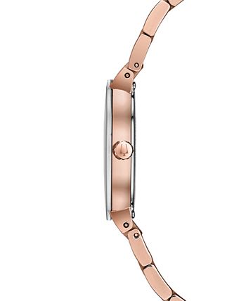 Bulova - Women's Futuro Diamond-Accent Rose Gold-Tone Stainless Steel Bracelet Watch 30mm