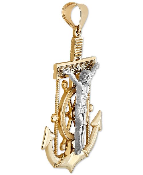 Macy's Men's Mariner Cross Pendant in 14k Gold & White Gold & Reviews