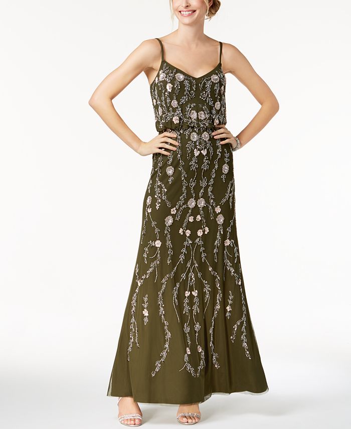 Adrianna Papell Petite Floral Beaded Blouson Gown Macy s