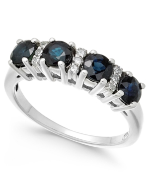 image of Sapphire (1-1/3 ct. t.w.) & Diamond (1/10 ct. t.w.) Ring in 14k White Gold