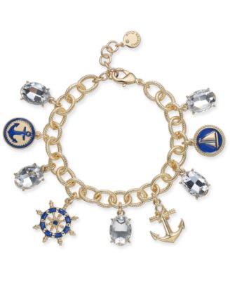 Charter Club - Gold-Tone Crystal Nautical Charm Bracelet