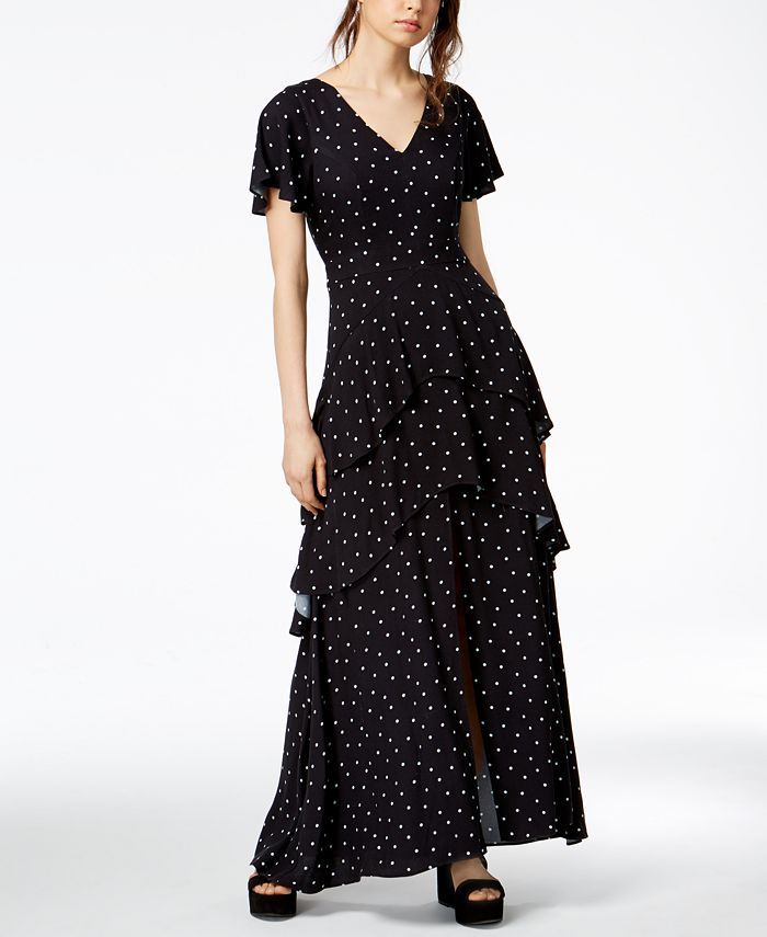Bar III DotPrint Tiered Maxi Dress, Created for Macy's Macy's