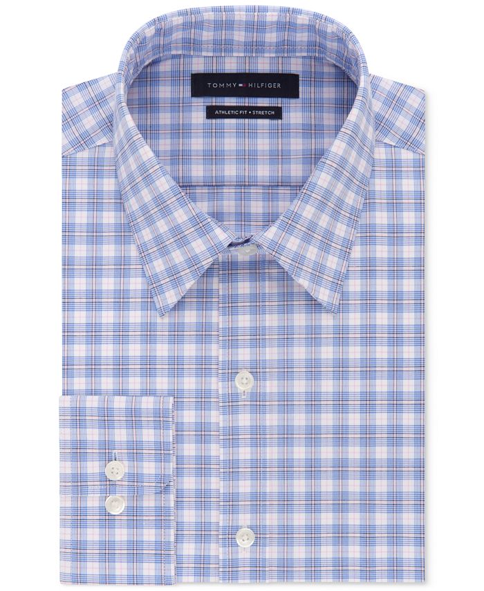Tommy Hilfiger Men's Fitted Performance Stretch Flex Collar Check Dress ...