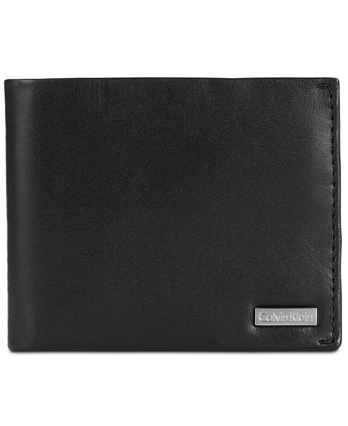 Calvin Klein Men's Smooth Shine Leather Bifold ID Wallet - Macy's