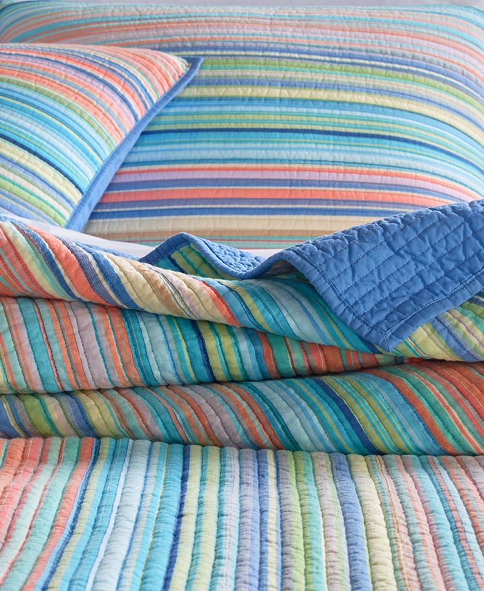 Martha Stewart Collection CLOSEOUT! Tropical Yarn Dye 100 Cotton Full/Queen Quilt, Created for