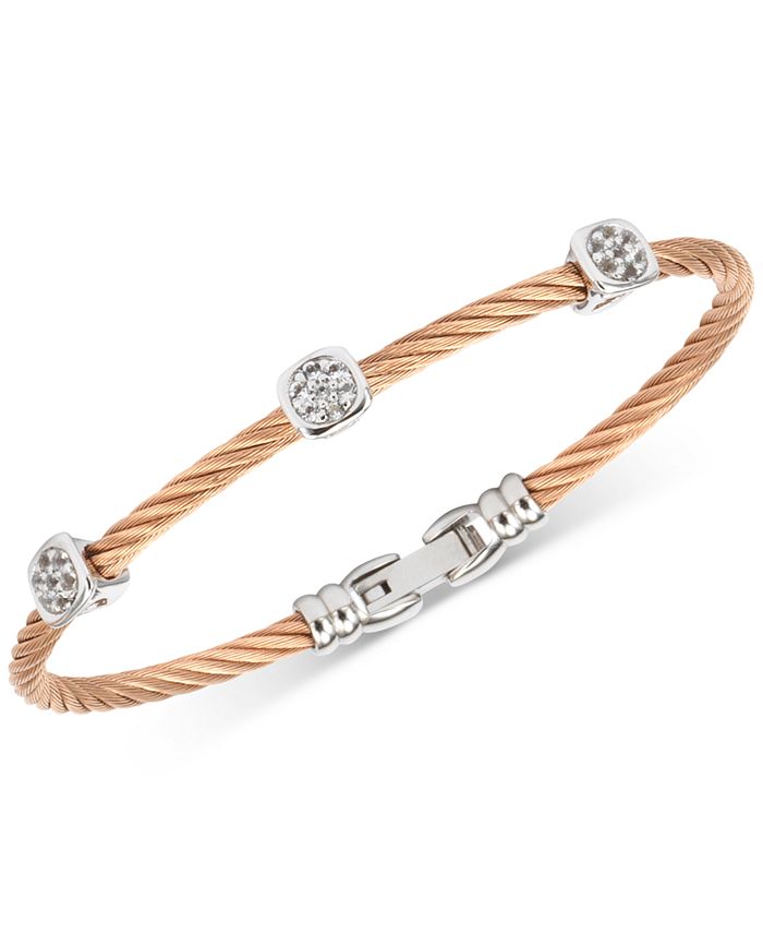 CHARRIOL Women's Debutante White Topaz Cable Bangle Bracelet (9/10 ct ...