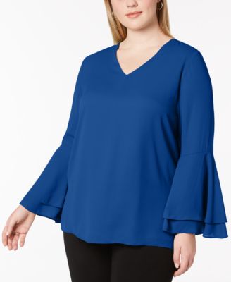 Alfani Plus Size Ruffled Blouse, Created For Macy's & Reviews - Tops ...