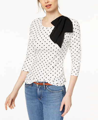 Maison Jules Dot-Print Bow-Detail Top, Created for Macy's