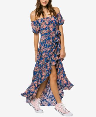 off the shoulder wrap maxi dress