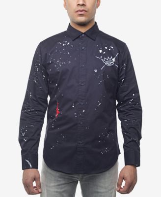 Sean John - Men's Embroidered Paint-Splatter Shirt
