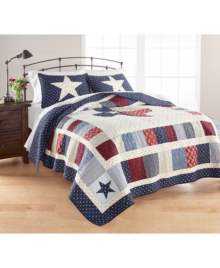 Martha Stewart Collection CLOSEOUT! Texas Patchwork Cotton King Quilt, Created for Macy's Macy's