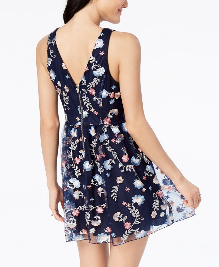 Speechless Juniors' Allover Embroidered Fit & Flare Dress - Macy's